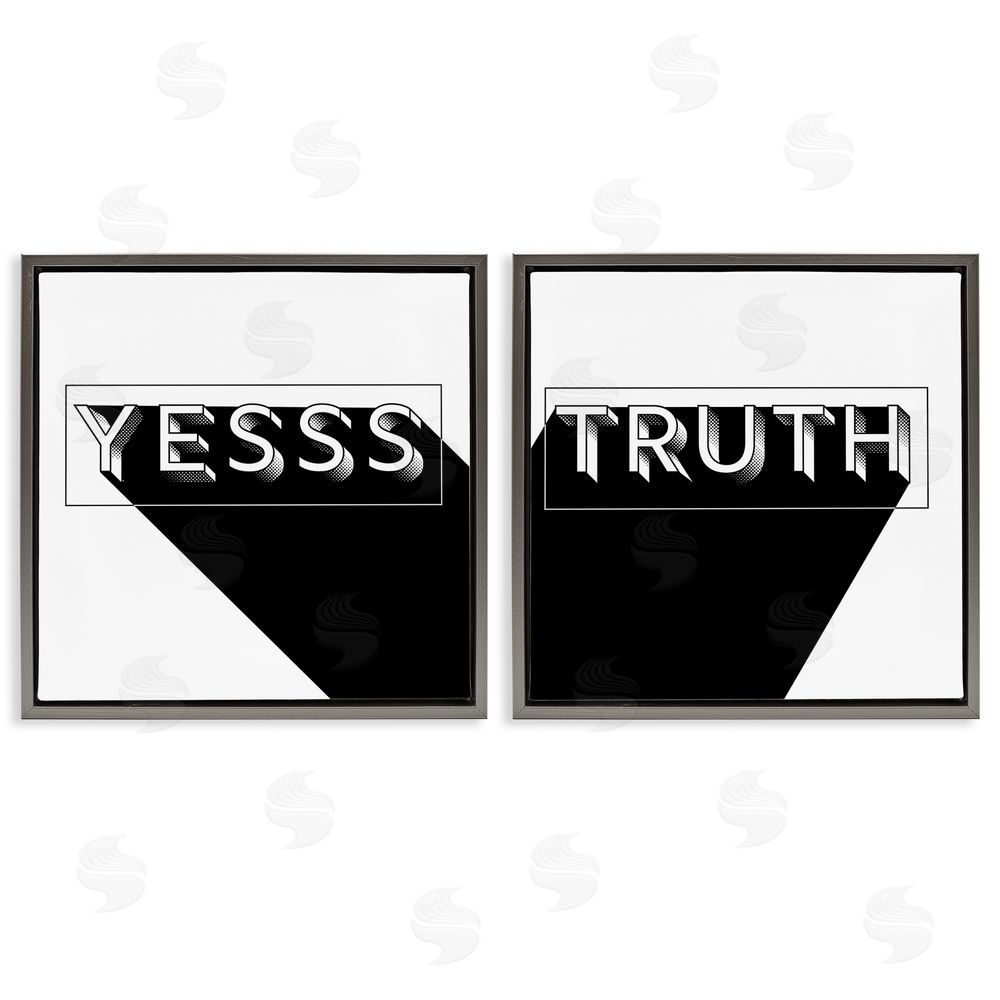 Jarman Fagalde Yes Truth Bold Pop Typography Gray Floating Frame Canvas Wall Art Print