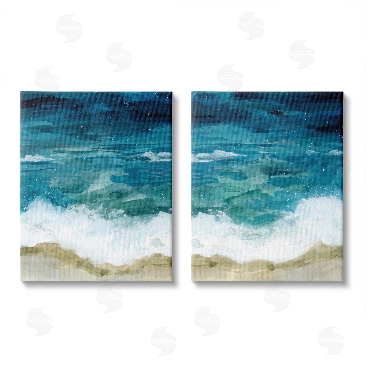 Grace Popp Tide Crash to Shore Nautical Beach Watercolor Canvas Wall Art Print