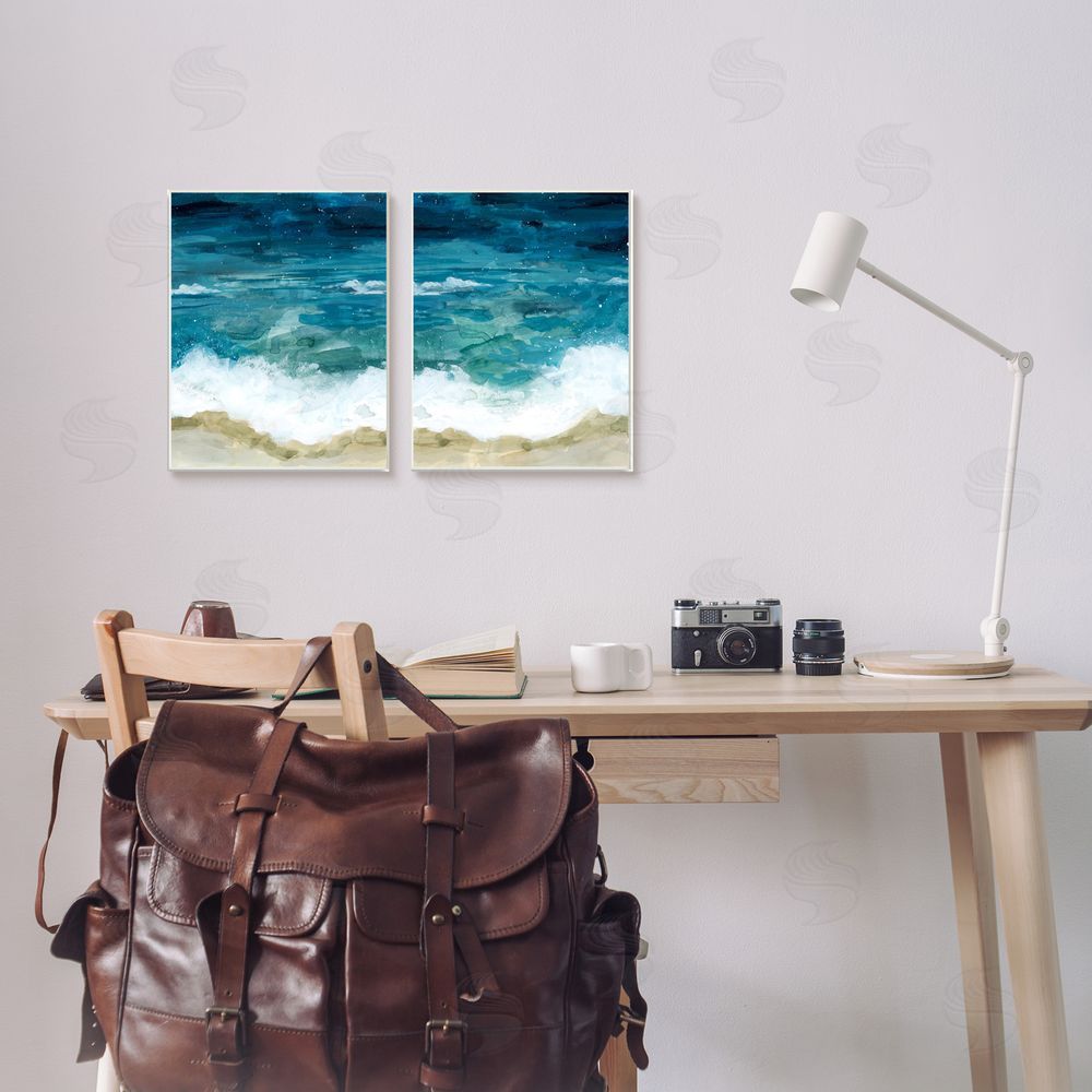 Grace Popp Tide Crash to Shore Nautical Beach Watercolor Canvas Wall Art Print in Room