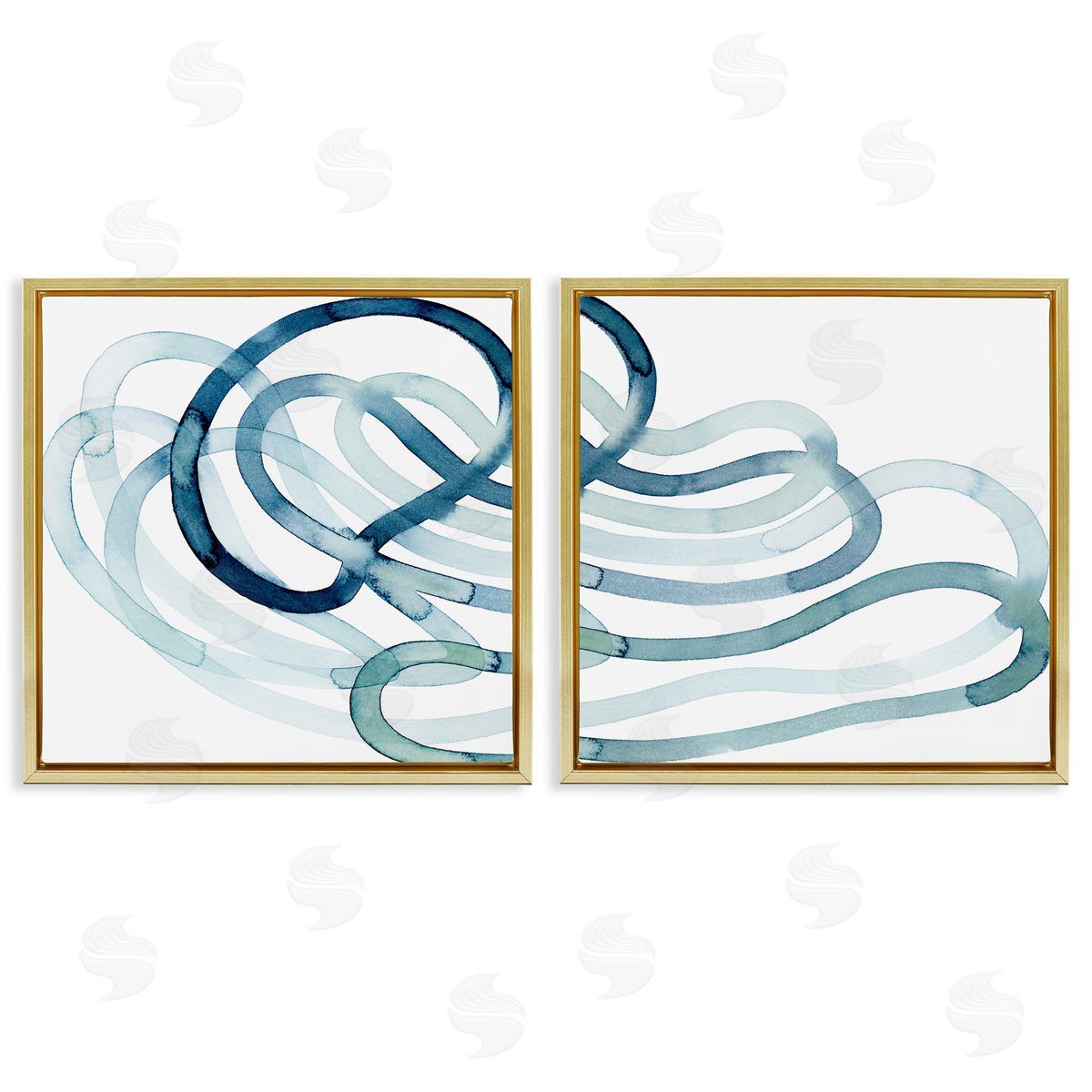Lively Organic Abstract Line Gold Floating Frame Canvas Wall Art, Home Decor by Grace Popp