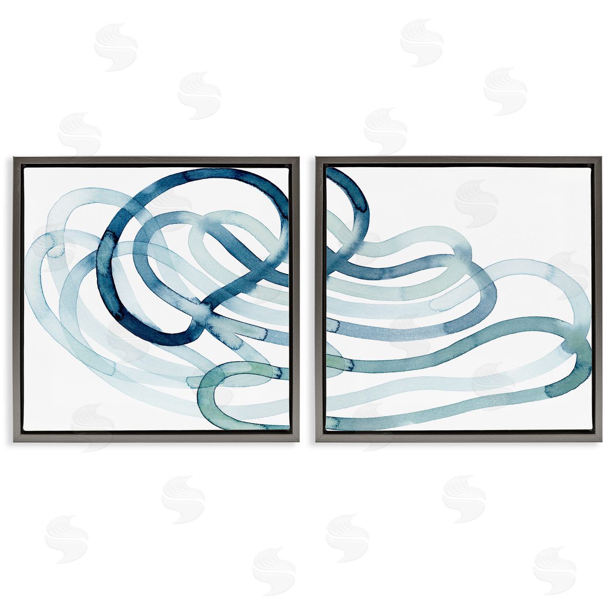Lively Organic Abstract Line Grey Floating Frame Canvas Wall Art, Home Decor by Grace Popp