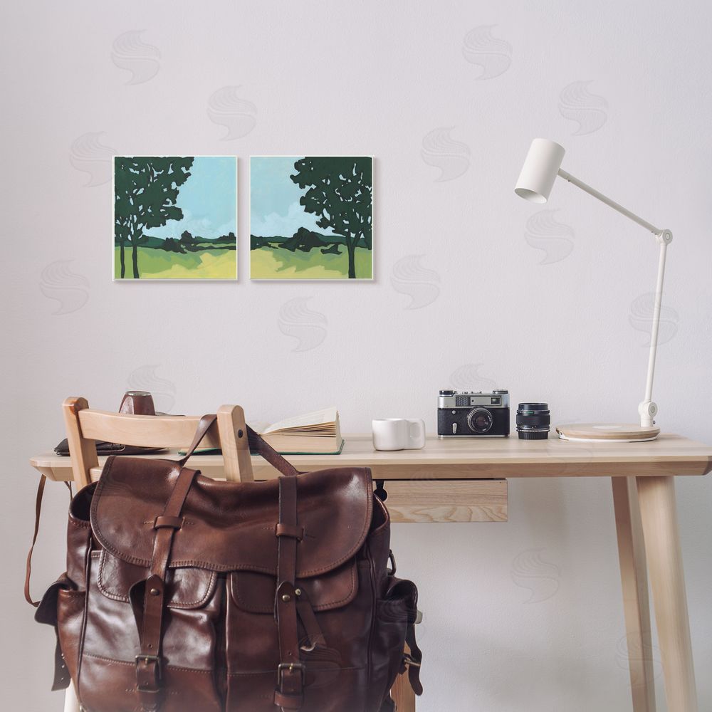 June Erica Vess Silhouette of Trees in Meadow Landscape Canvas Wall Art Print in Room