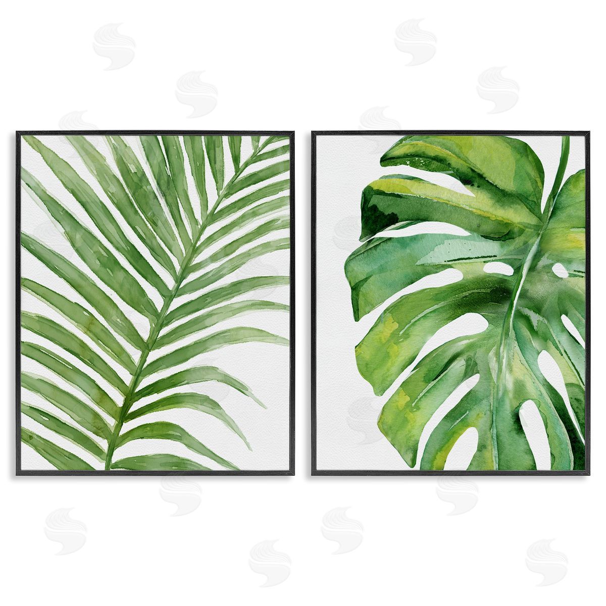 Minimal Tropical Green Palms Black Frame Print Wall Art, Home Decor by Carson Lyons