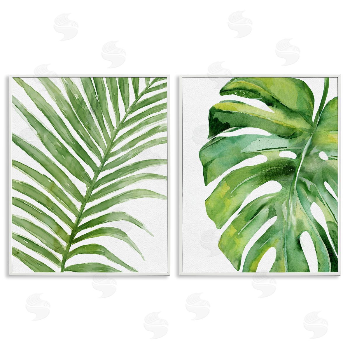 Minimal Tropical Green Palms White Frame Print Wall Art, Home Decor by Carson Lyons