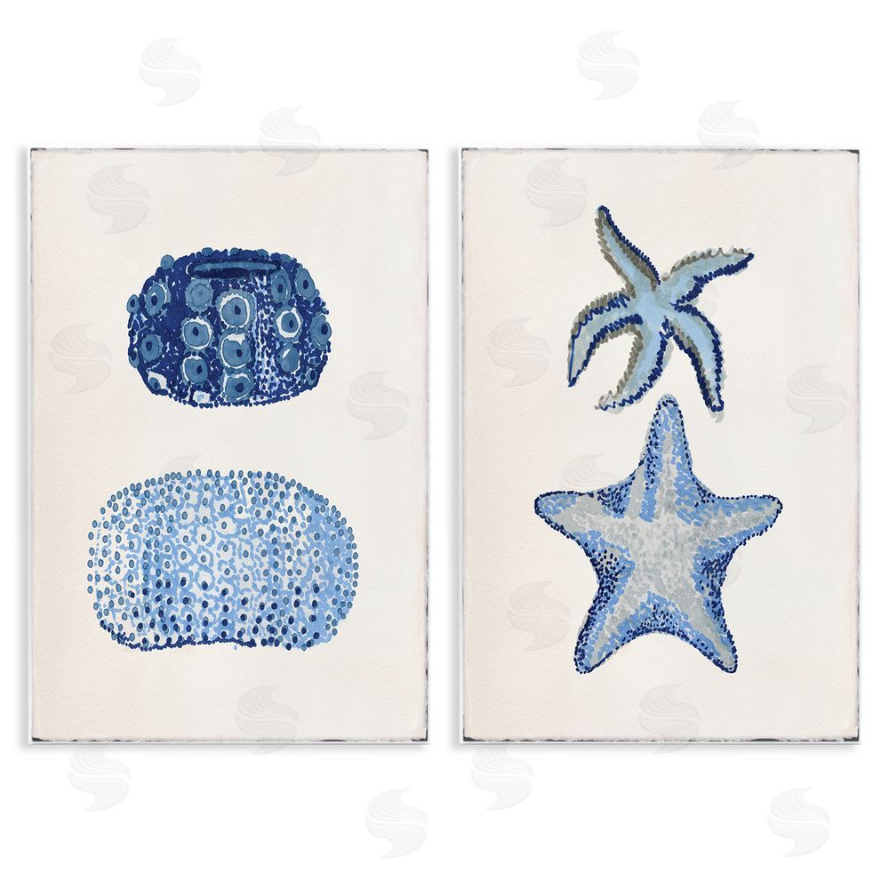 Stellar Design Studio Minimal Nautical Sea Creatures Painting Wooden Wall Plaque Art Print