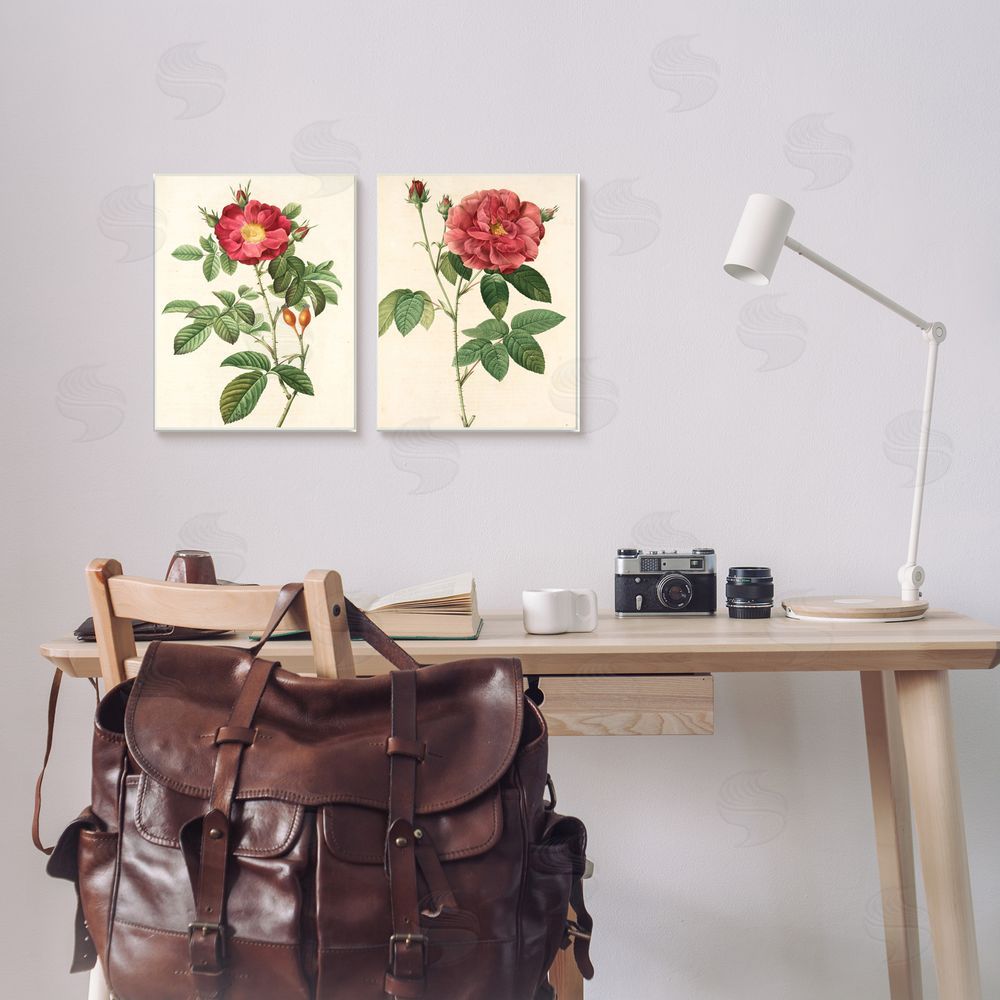 Ziwei Li Traditional Red Flowers with Floral Stem Canvas Wall Art Print in Room