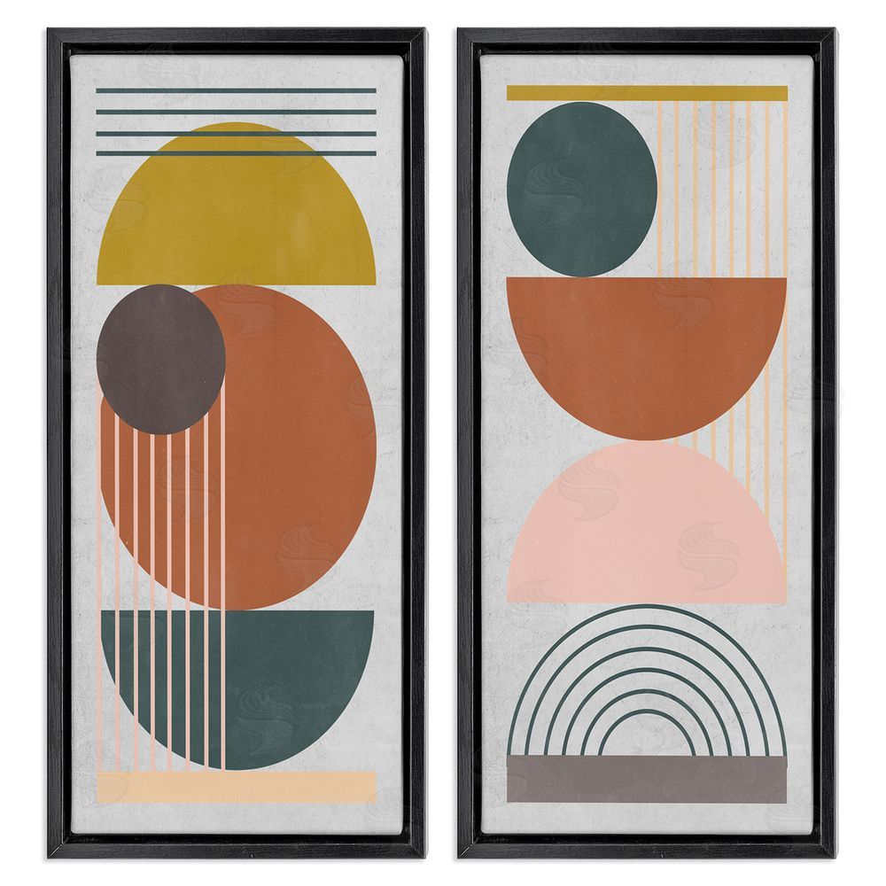 Melissa Wang Geometric Study of Lines Arches Circles Black Floating Frame Canvas Wall Art Print