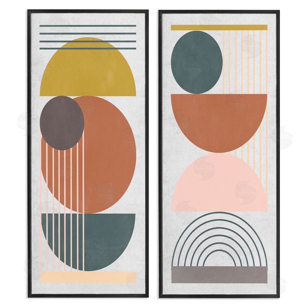 Melissa Wang Geometric Study of Lines Arches Circles Black Framed Giclee Wall Art Print