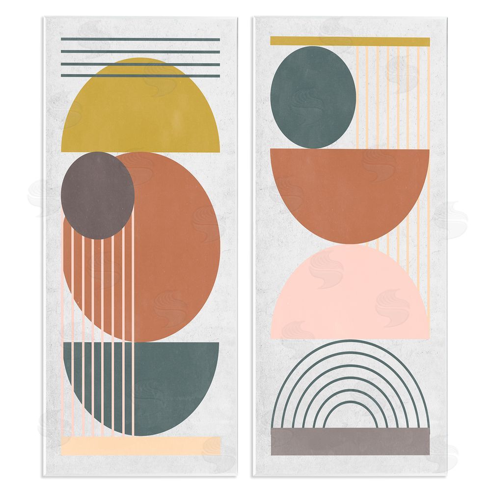 Melissa Wang Geometric Study of Lines Arches Circles Wooden Wall Plaque Art Print