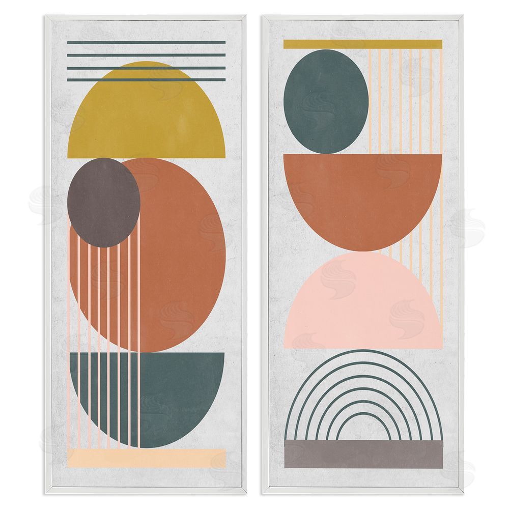 Melissa Wang Geometric Study of Lines Arches Circles White Framed Giclee Wall Art Print