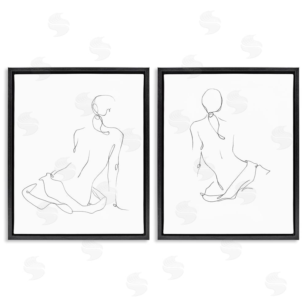 Ethan Harper Female Gesture Drawings Minimalist Black Floating Frame Canvas Wall Art Print