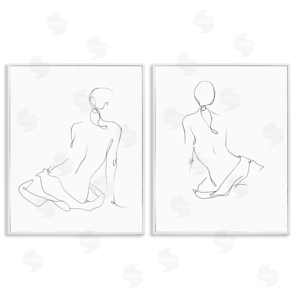 Ethan Harper Female Gesture Drawings Minimalist White Framed Giclee Wall Art Print