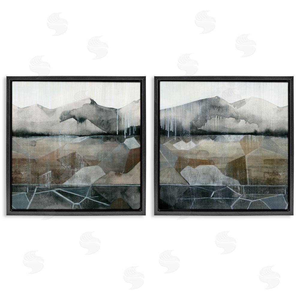 Grace Popp Rustic Mountain Landscape Geometric Black Floating Frame Canvas Wall Art Print