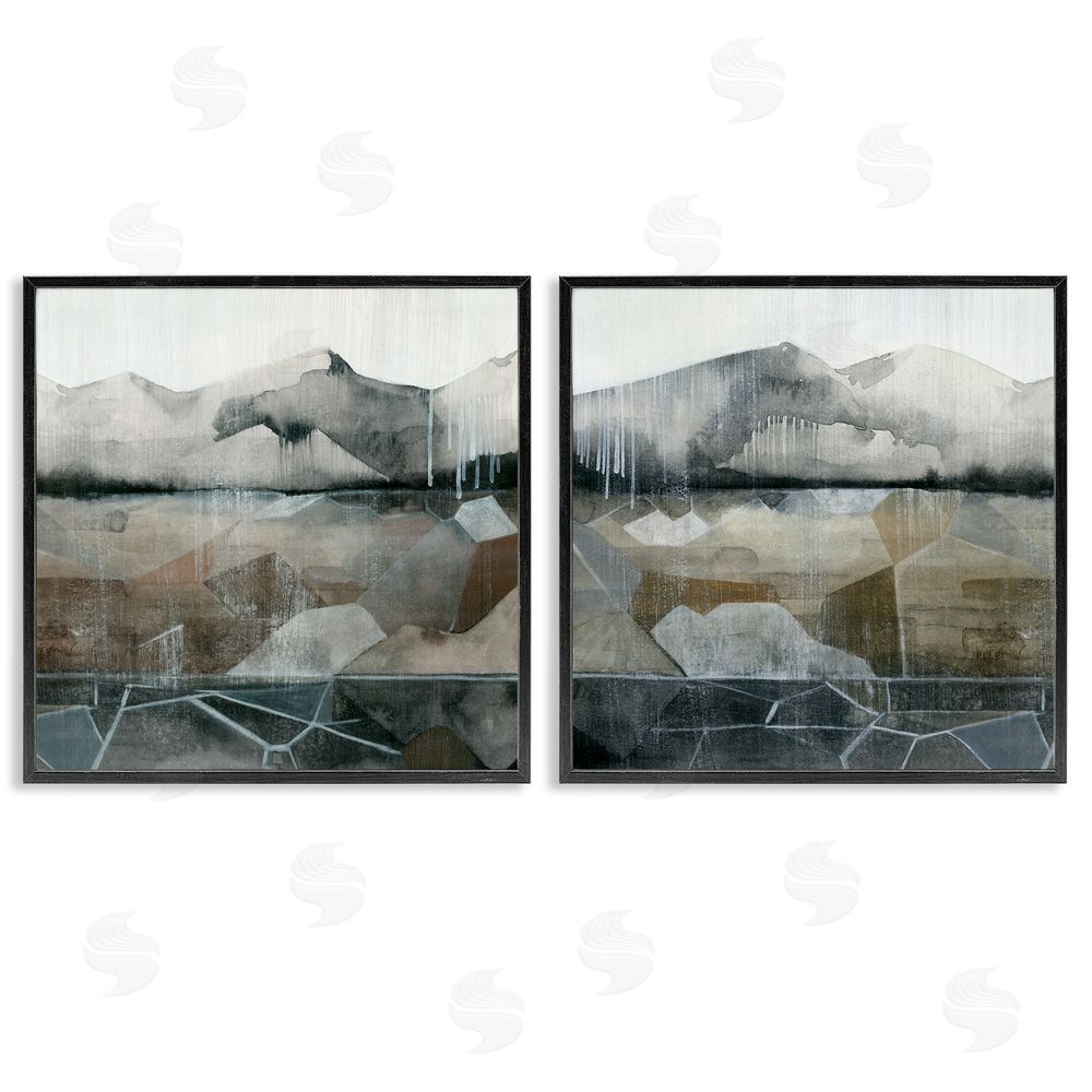 Grace Popp Rustic Mountain Landscape Geometric Black Framed Giclee Wall Art Print