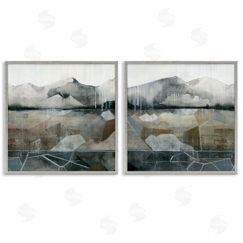 Grace Popp Rustic Mountain Landscape Geometric Gray Framed Giclee Wall Art Print