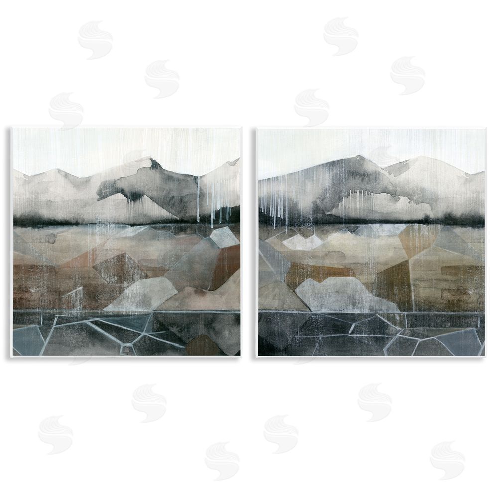Grace Popp Rustic Mountain Landscape Geometric Wooden Wall Plaque Art Print