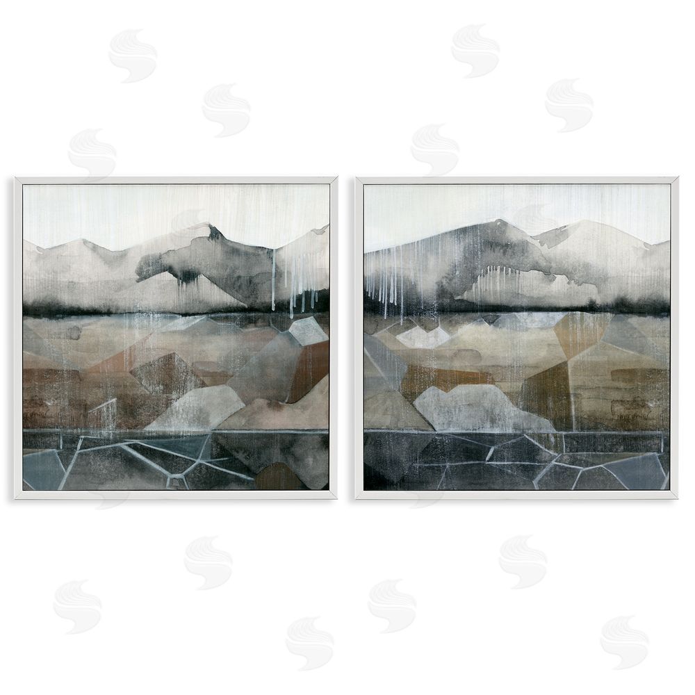 Grace Popp Rustic Mountain Landscape Geometric White Framed Giclee Wall Art Print
