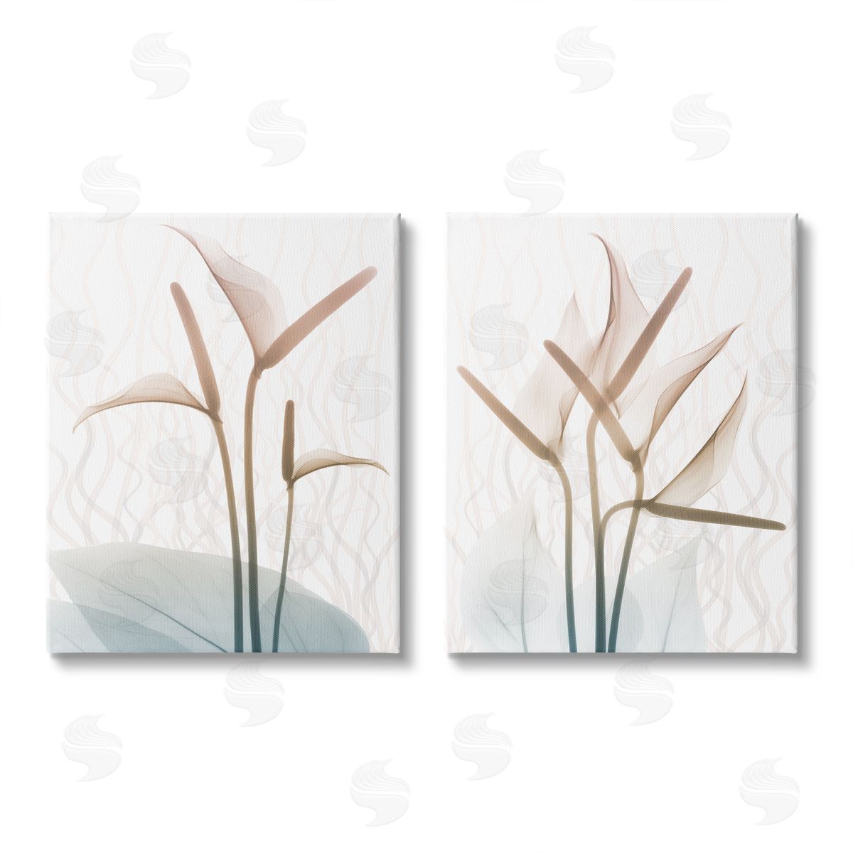 Albert Koetsier Floral Calla Lily Silhouette with Leaf Details Canvas Wall Art Print
