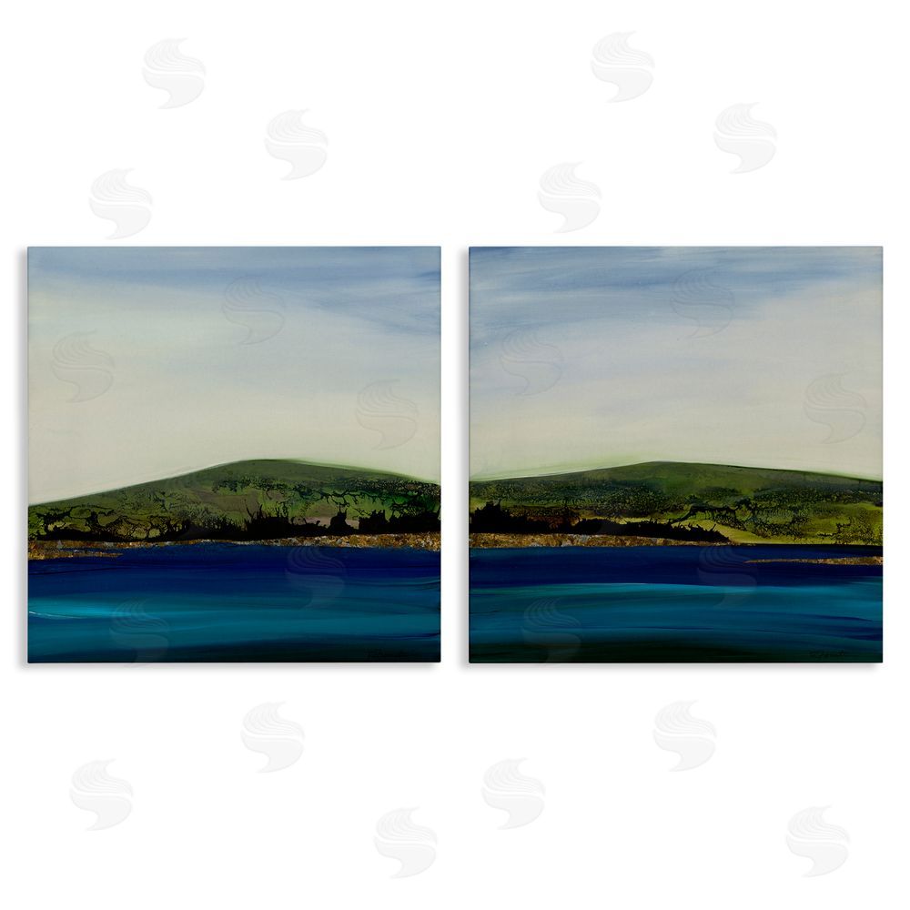 Ruth Fromstein Saturated Coastal Landscape Rolling Green Hills Canvas Wall Art Print
