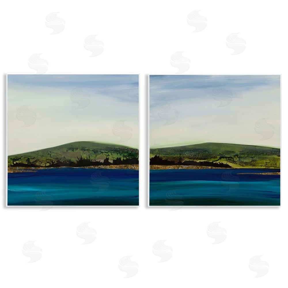 Ruth Fromstein Saturated Coastal Landscape Rolling Green Hills Wooden Wall Plaque Art Print