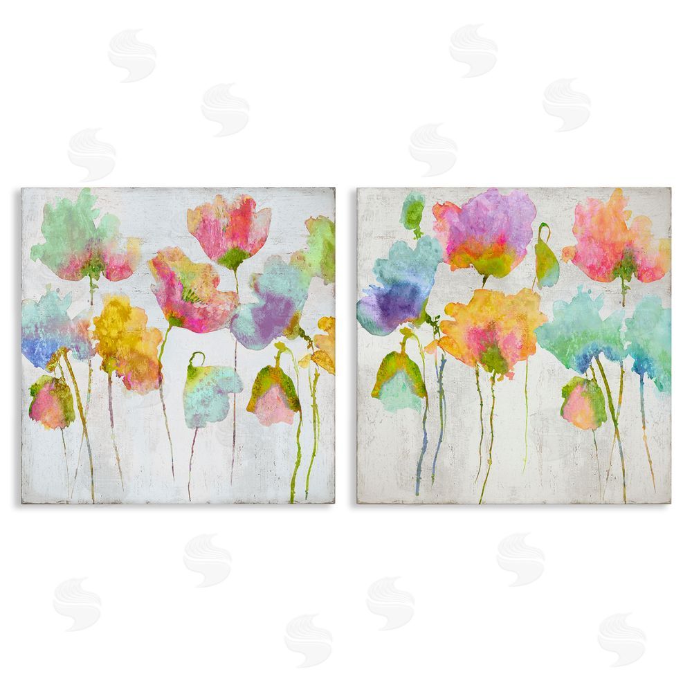 Vanessa Austin Delicate Watercolor Florals Blooming Pink Blue Canvas Wall Art Print
