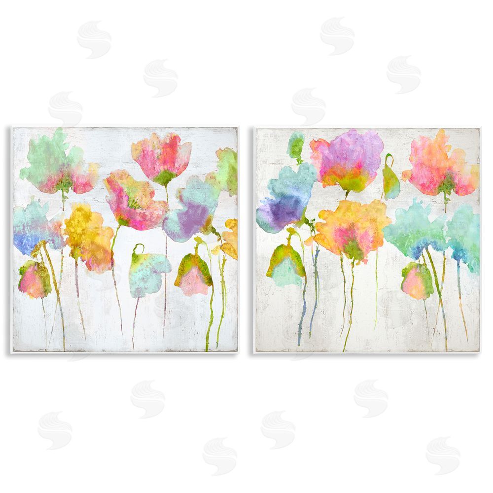 Vanessa Austin Delicate Watercolor Florals Blooming Pink Blue Wooden Wall Plaque Art Print