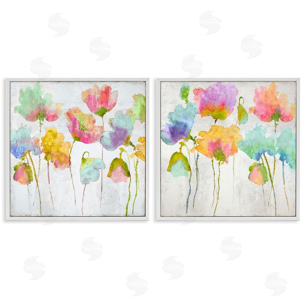 Vanessa Austin Delicate Watercolor Florals Blooming Pink Blue White Framed Giclee Wall Art Print