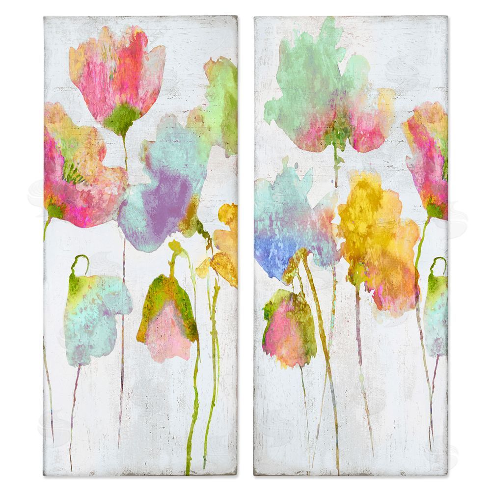 Vanessa Austin Whimsical Florals Blooming Yellow Pink Canvas Wall Art Print