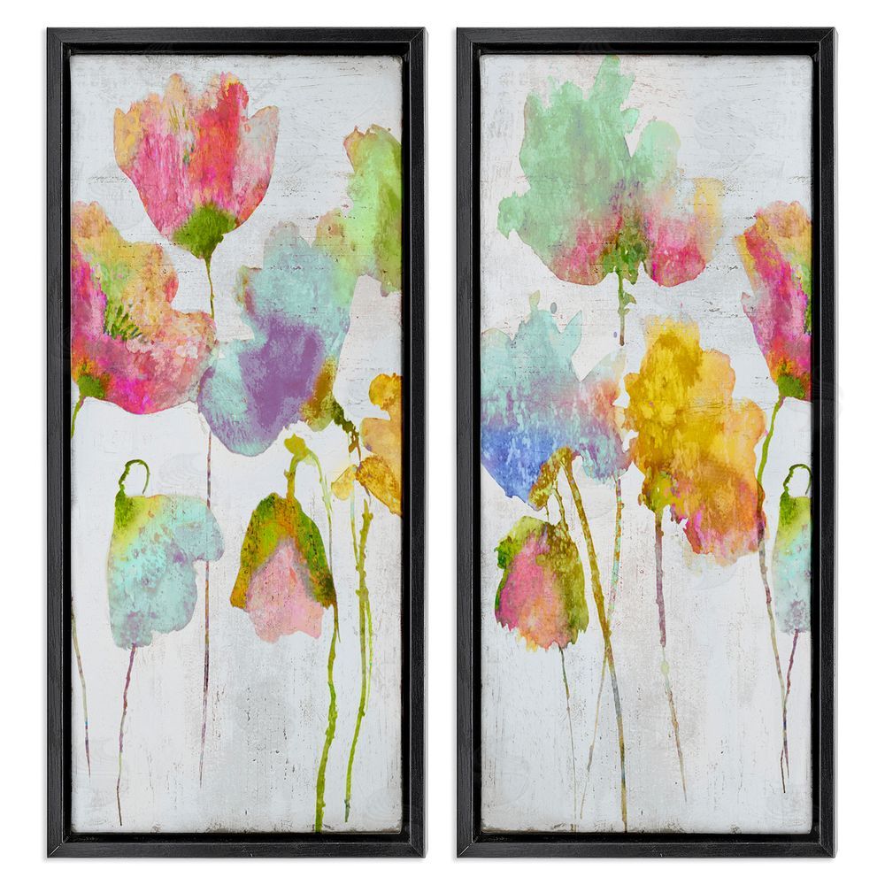 Vanessa Austin Whimsical Florals Blooming Yellow Pink Black Floating Frame Canvas Wall Art Print
