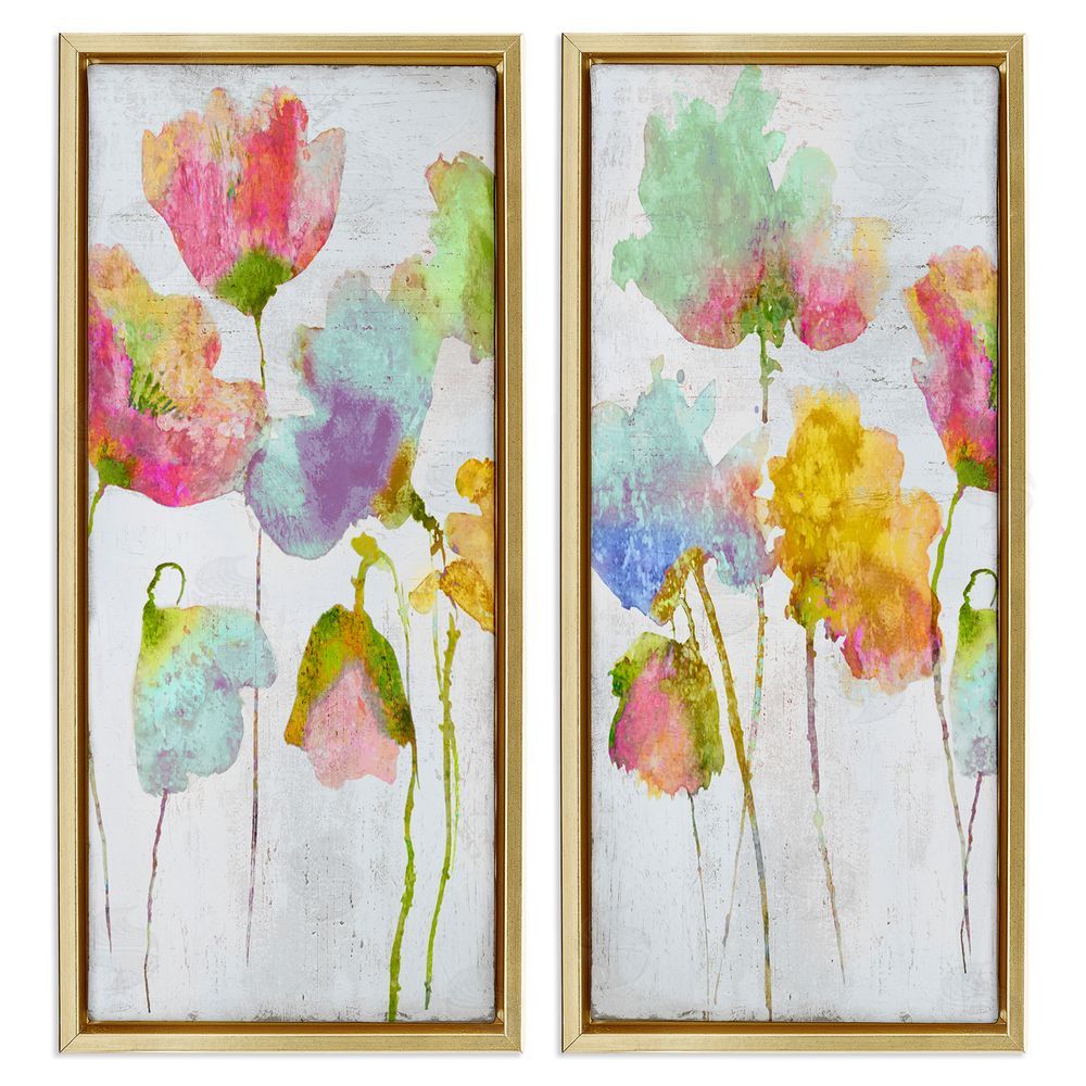 Vanessa Austin Whimsical Florals Blooming Yellow Pink Gold Floating Frame Canvas Wall Art Print