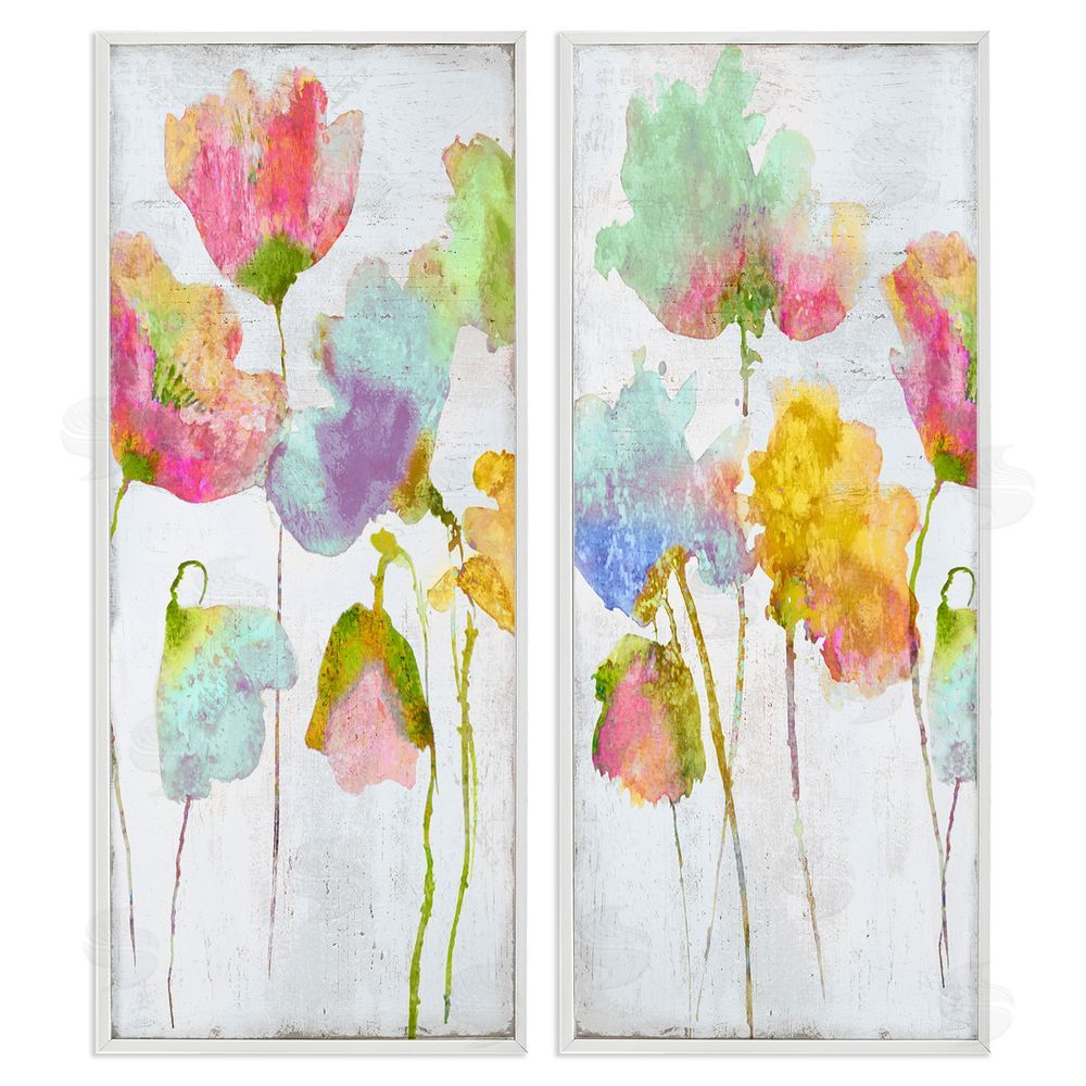 Vanessa Austin Whimsical Florals Blooming Yellow Pink White Framed Giclee Wall Art Print