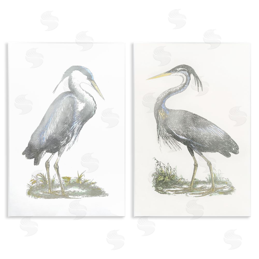 John Selby Minimalist Vintage Cranes Marshland Birds Wooden Wall Plaque Art Print