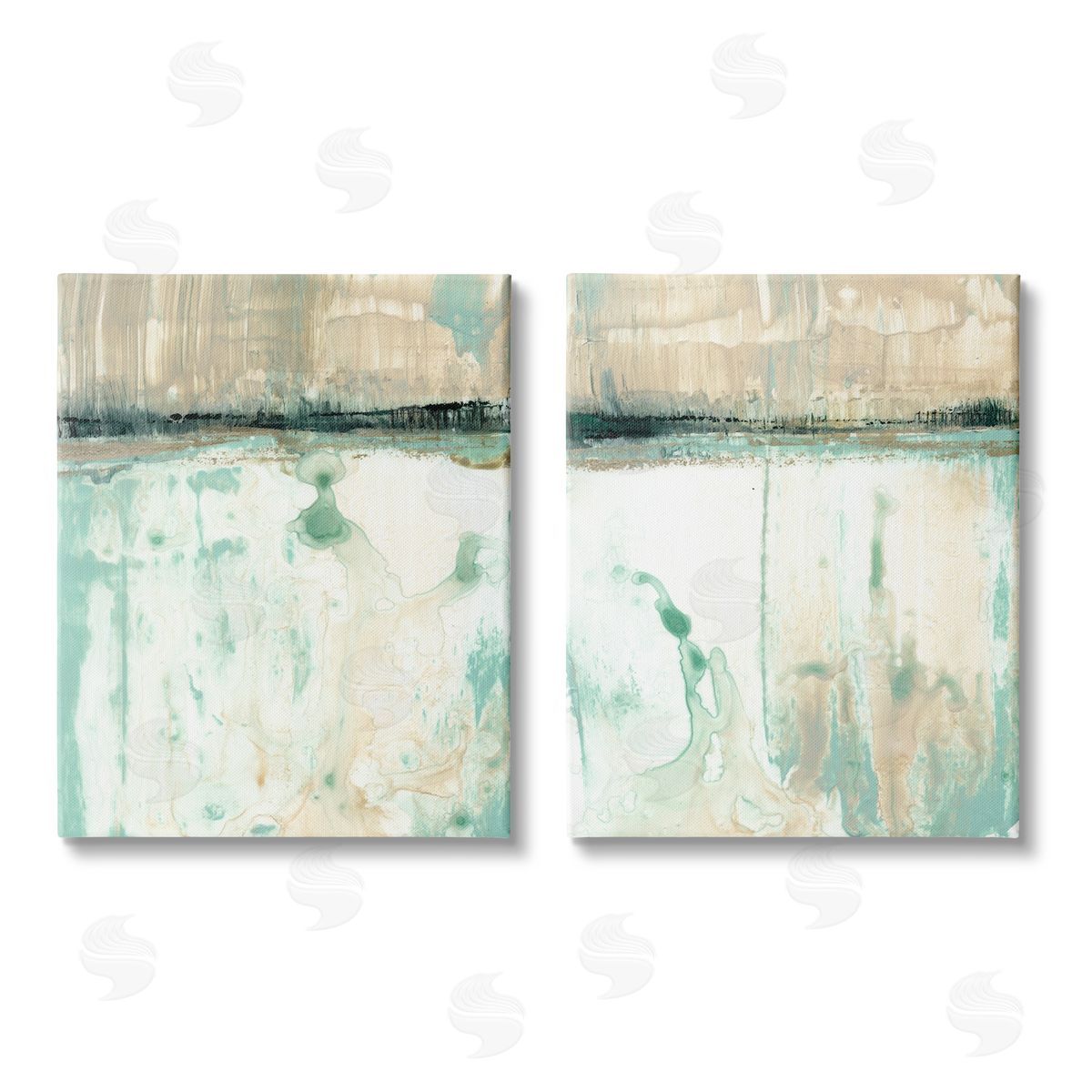 Jennifer Goldberger Abstract Lake Landscape Organic Blue Green Canvas Wall Art Print