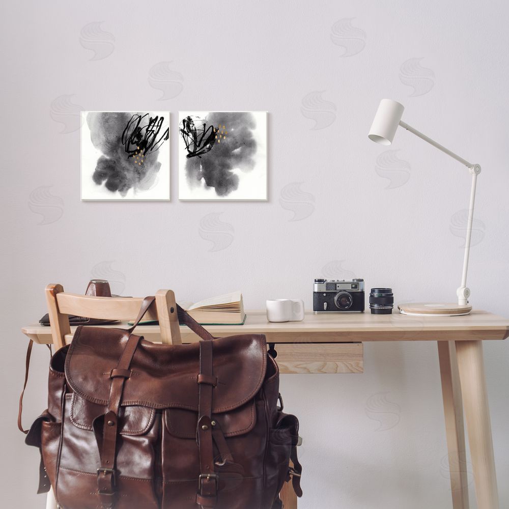 Jacob Green Energetic Black Lines Abstract Copper Mark Canvas Wall Art Print in Room