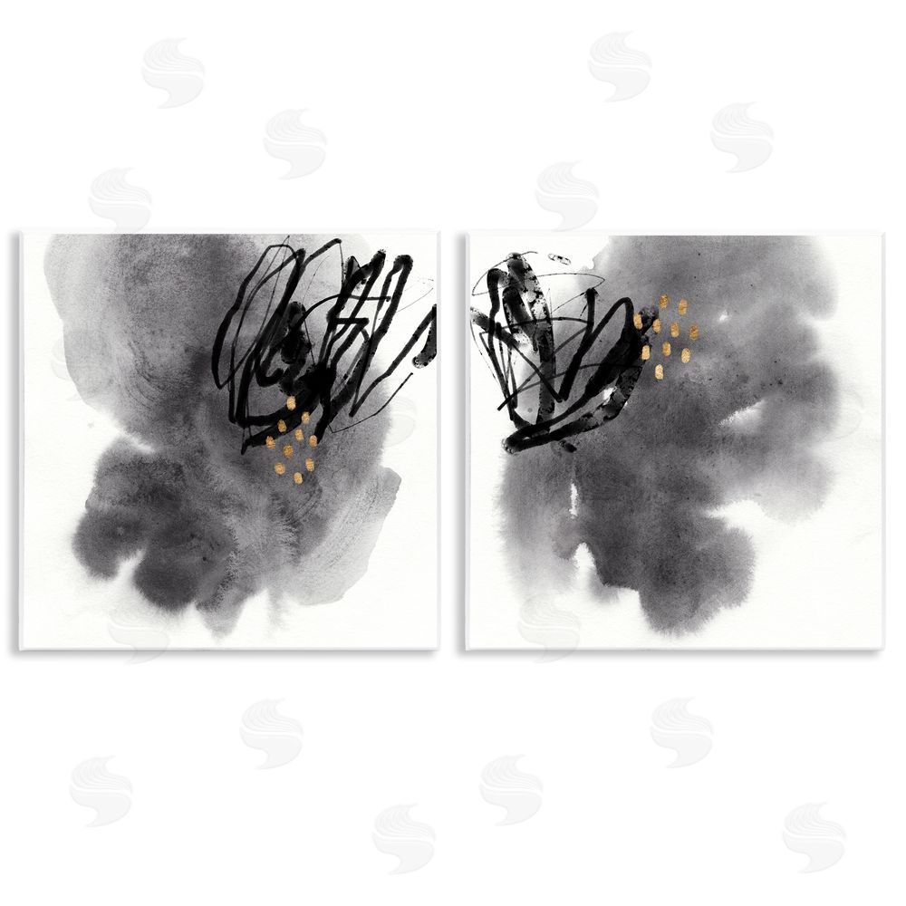 Jacob Green Energetic Black Lines Abstract Copper Mark Wooden Wall Plaque Art Print