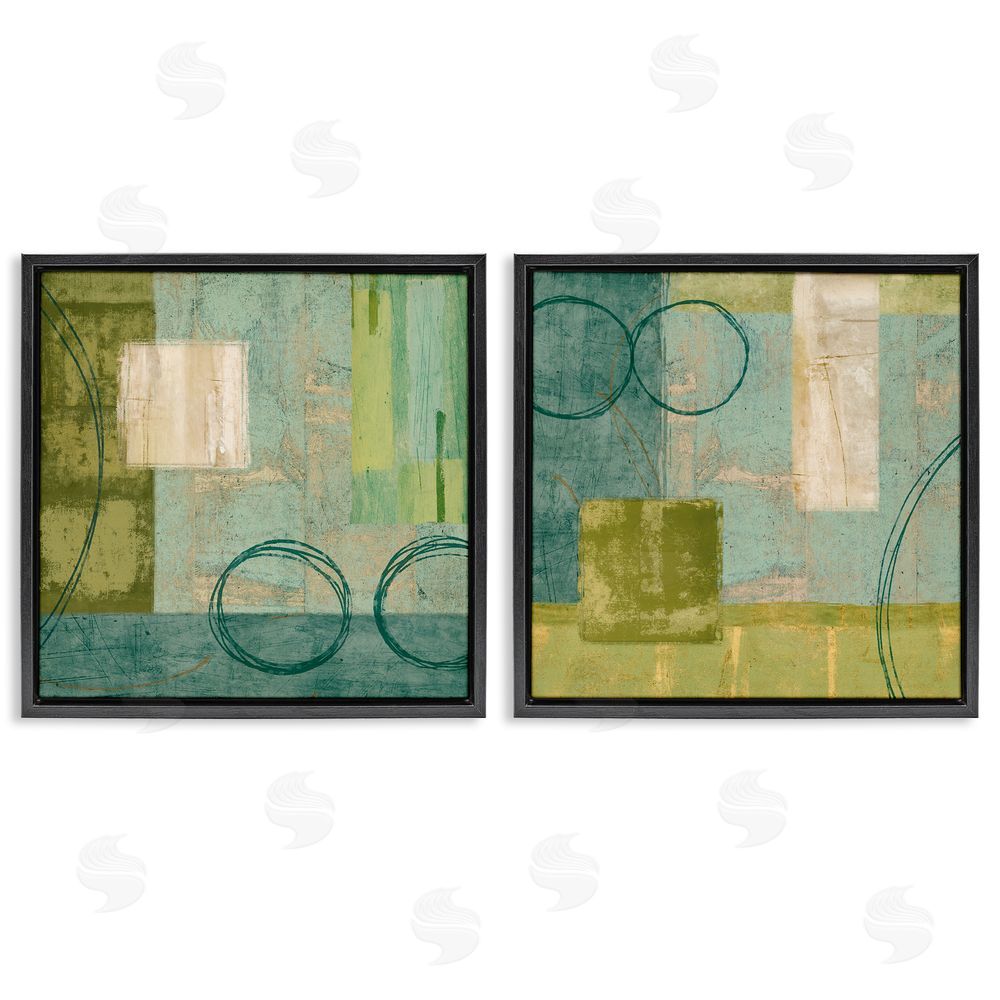 Brent Nelson Soft Geometric Shape Abstraction Black Floating Frame Canvas Wall Art Print