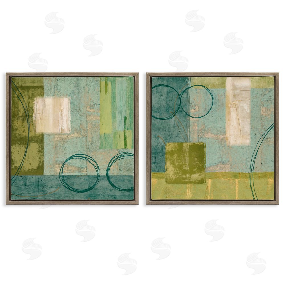 Brent Nelson Soft Geometric Shape Abstraction Brown Floating Frame Canvas Wall Art Print
