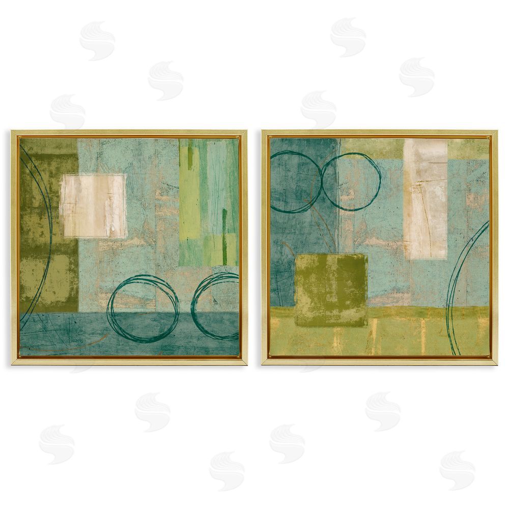 Brent Nelson Soft Geometric Shape Abstraction Gold Floating Frame Canvas Wall Art Print