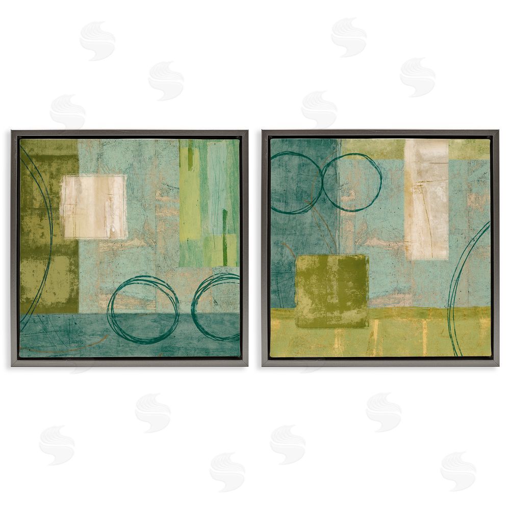 Brent Nelson Soft Geometric Shape Abstraction Gray Floating Frame Canvas Wall Art Print