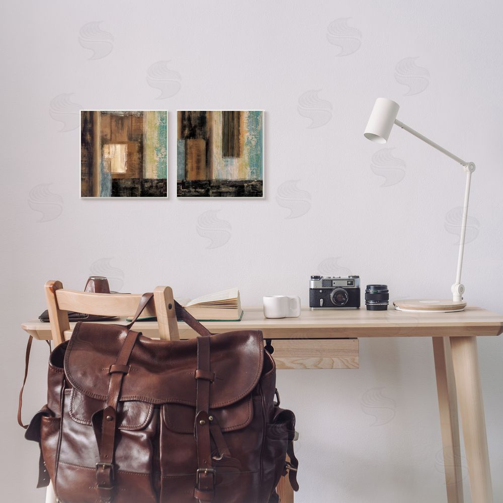 Brent Nelson Dominant Dark Abstract Shapes over Pastel Canvas Wall Art Print in Room