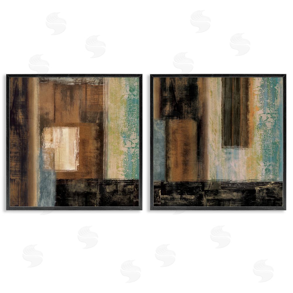 Brent Nelson Dominant Dark Abstract Shapes over Pastel Black Framed Giclee Wall Art Print