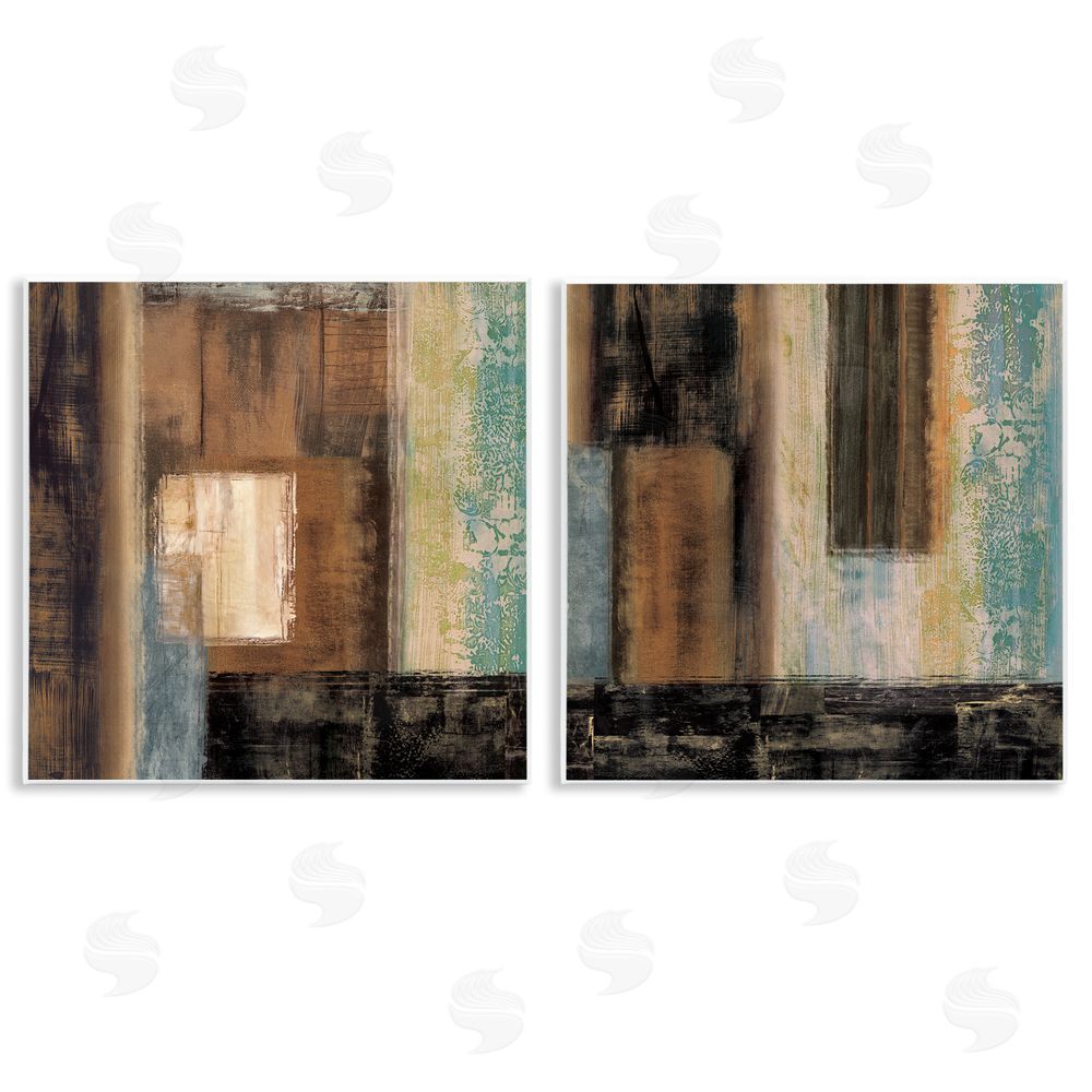 Brent Nelson Dominant Dark Abstract Shapes over Pastel Wooden Wall Plaque Art Print