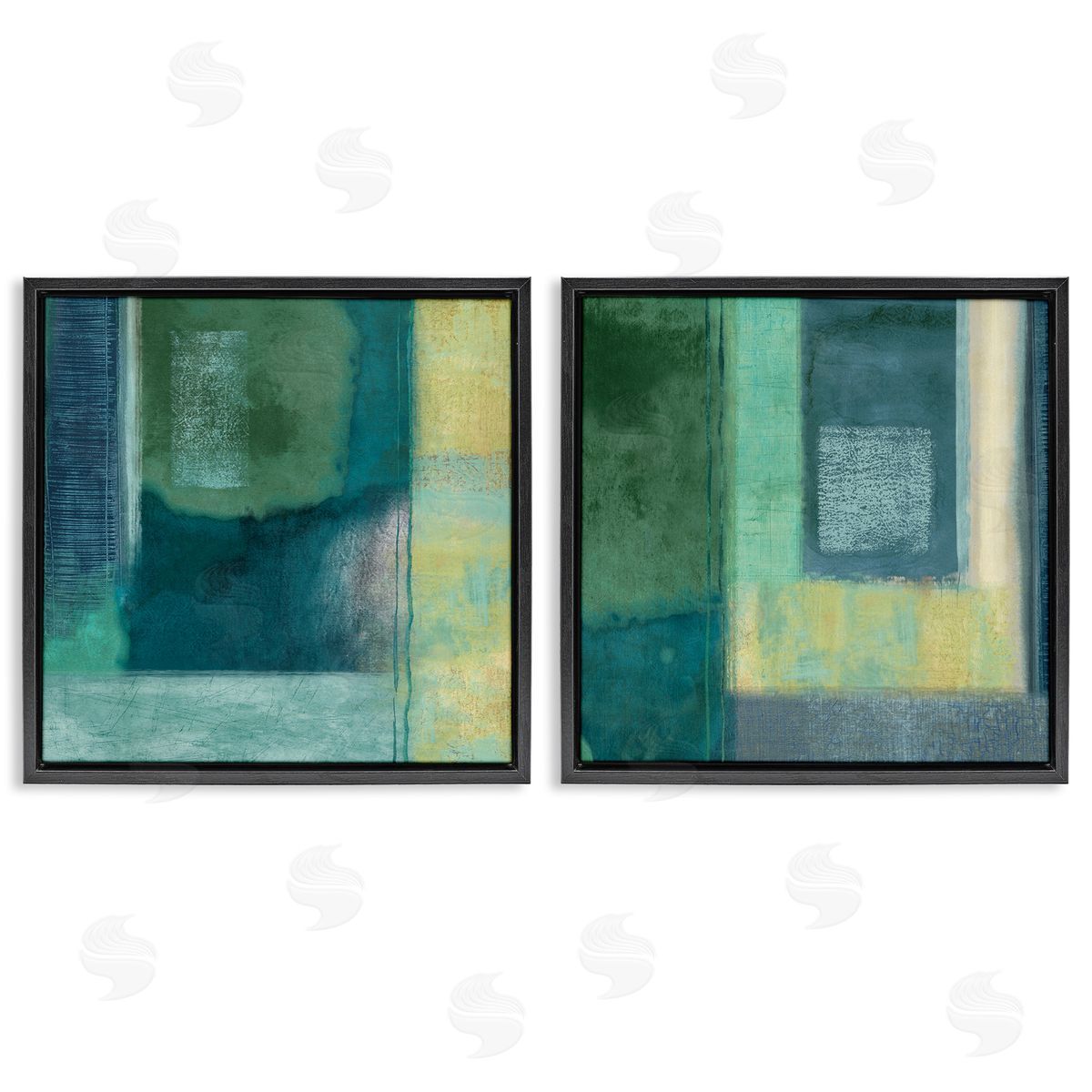 Asymmetrical Soft Abstract Shapes Black Floating Frame Canvas Wall Art, Home Decor by Brent Nelson