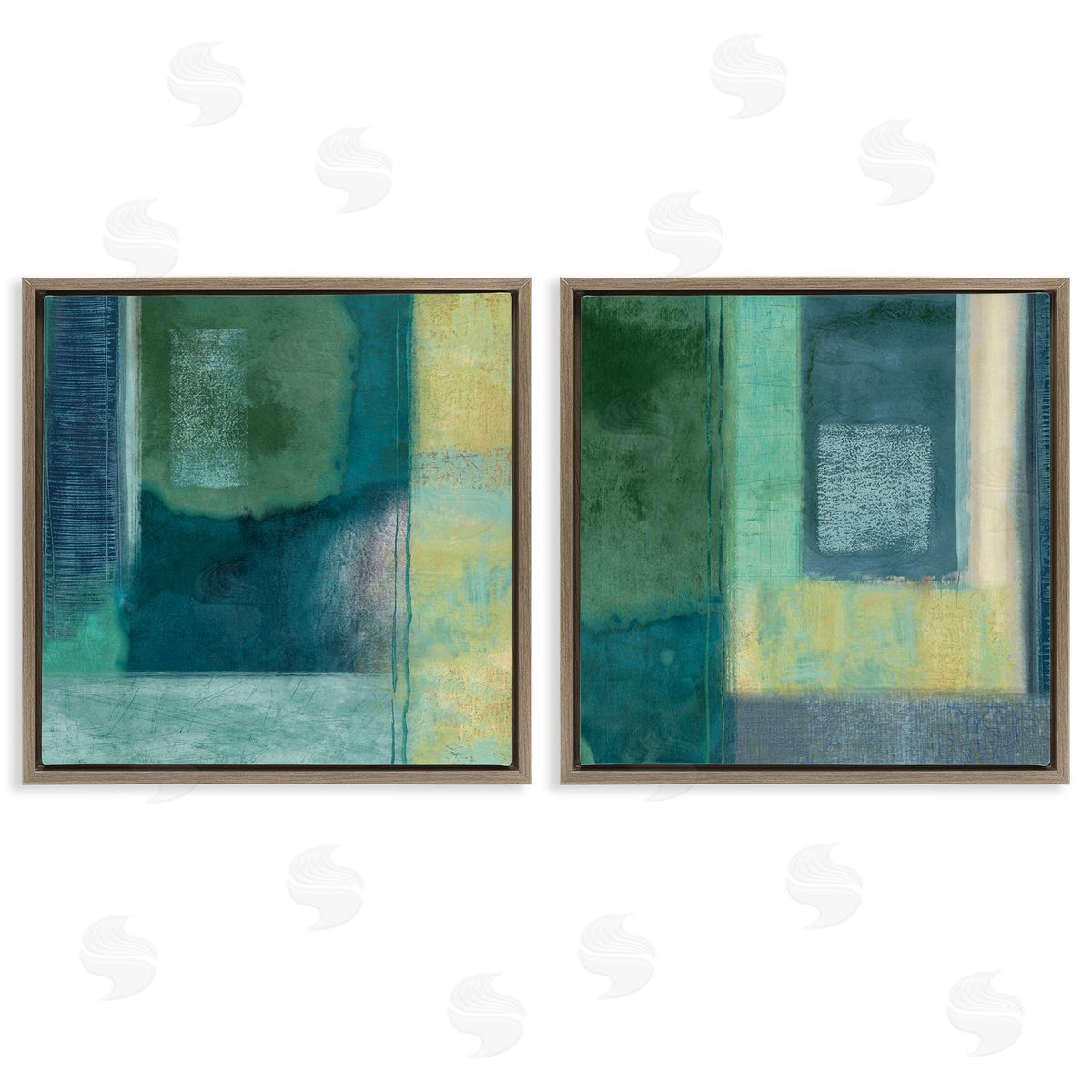 Asymmetrical Soft Abstract Shapes Brown Floating Frame Canvas Wall Art, Home Decor by Brent Nelson