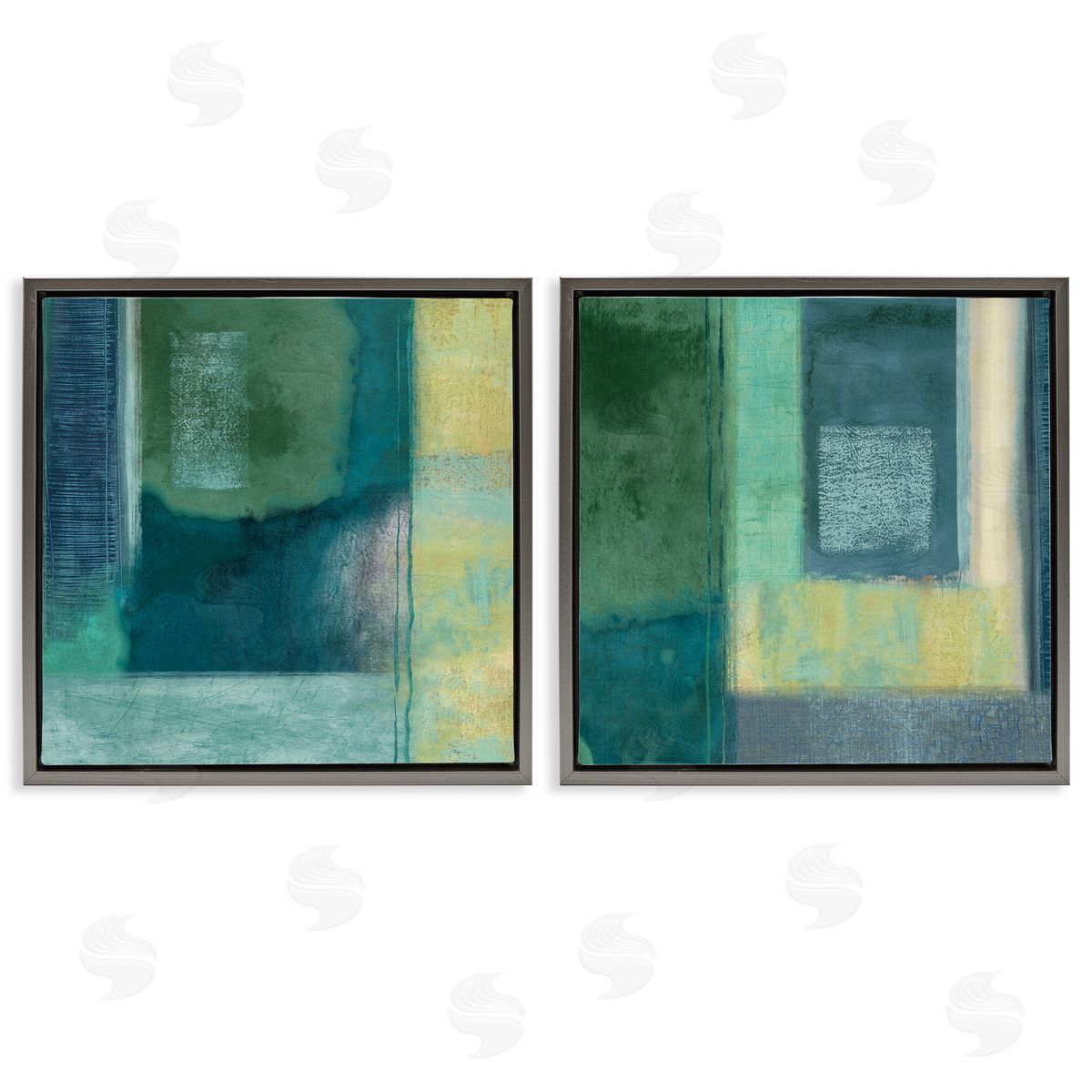 Asymmetrical Soft Abstract Shapes Grey Floating Frame Canvas Wall Art, Home Decor by Brent Nelson