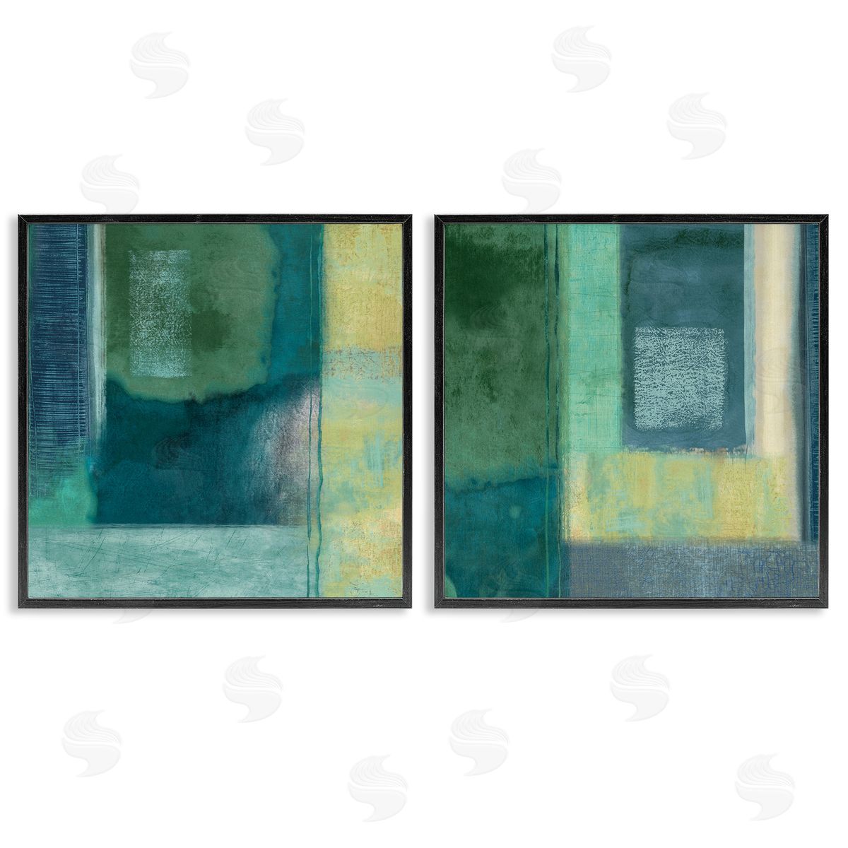 Asymmetrical Soft Abstract Shapes Black Frame Print Wall Art, Home Decor by Brent Nelson