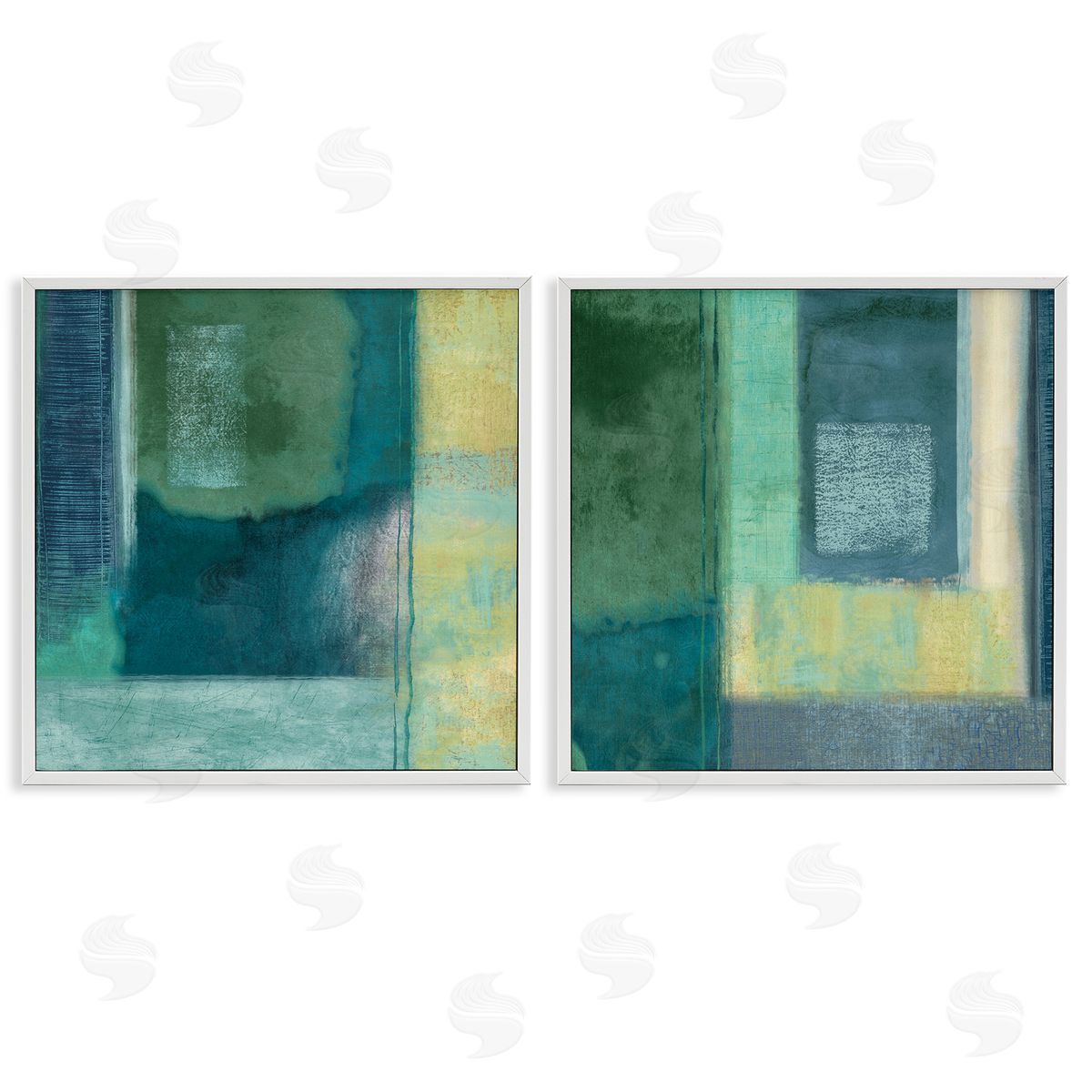Asymmetrical Soft Abstract Shapes White Frame Print Wall Art, Home Decor by Brent Nelson