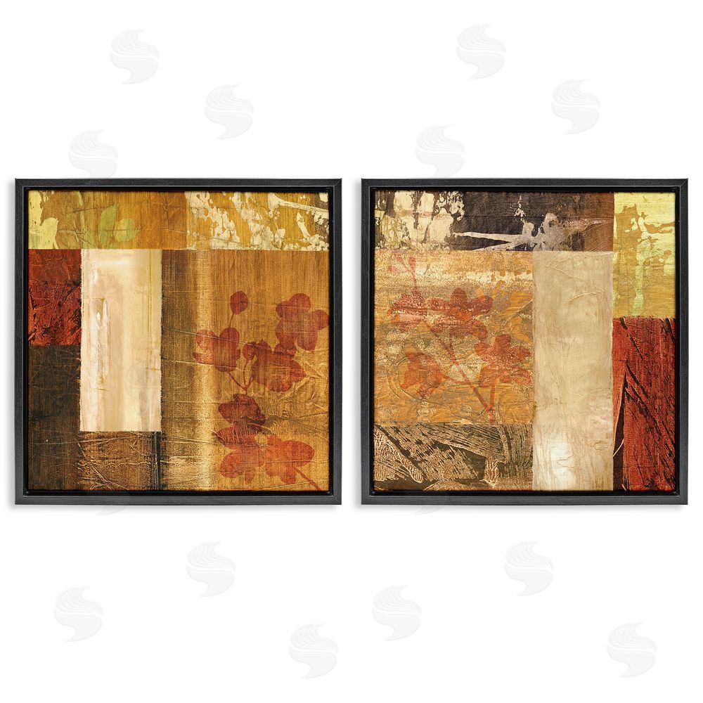Martine Reynaud Abstract Tapestry Style Patterns Collage Black Floating Frame Canvas Wall Art Print
