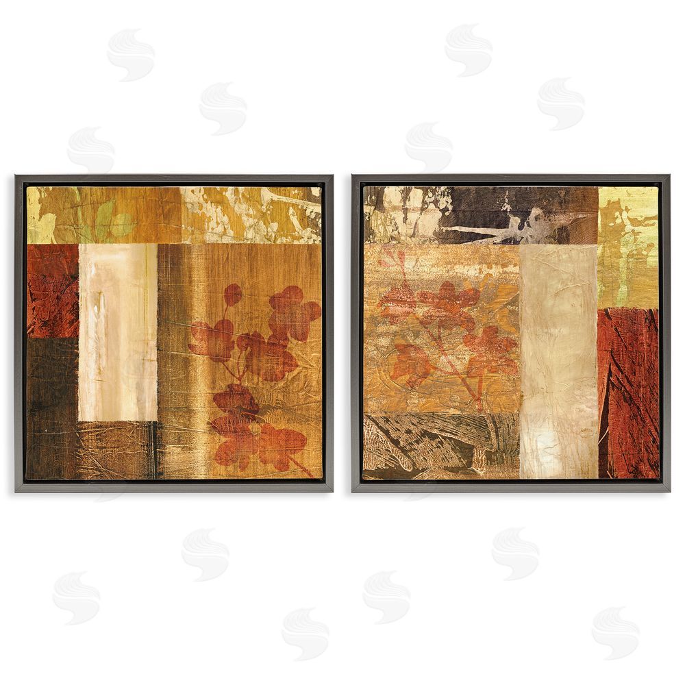 Martine Reynaud Abstract Tapestry Style Patterns Collage Gray Floating Frame Canvas Wall Art Print