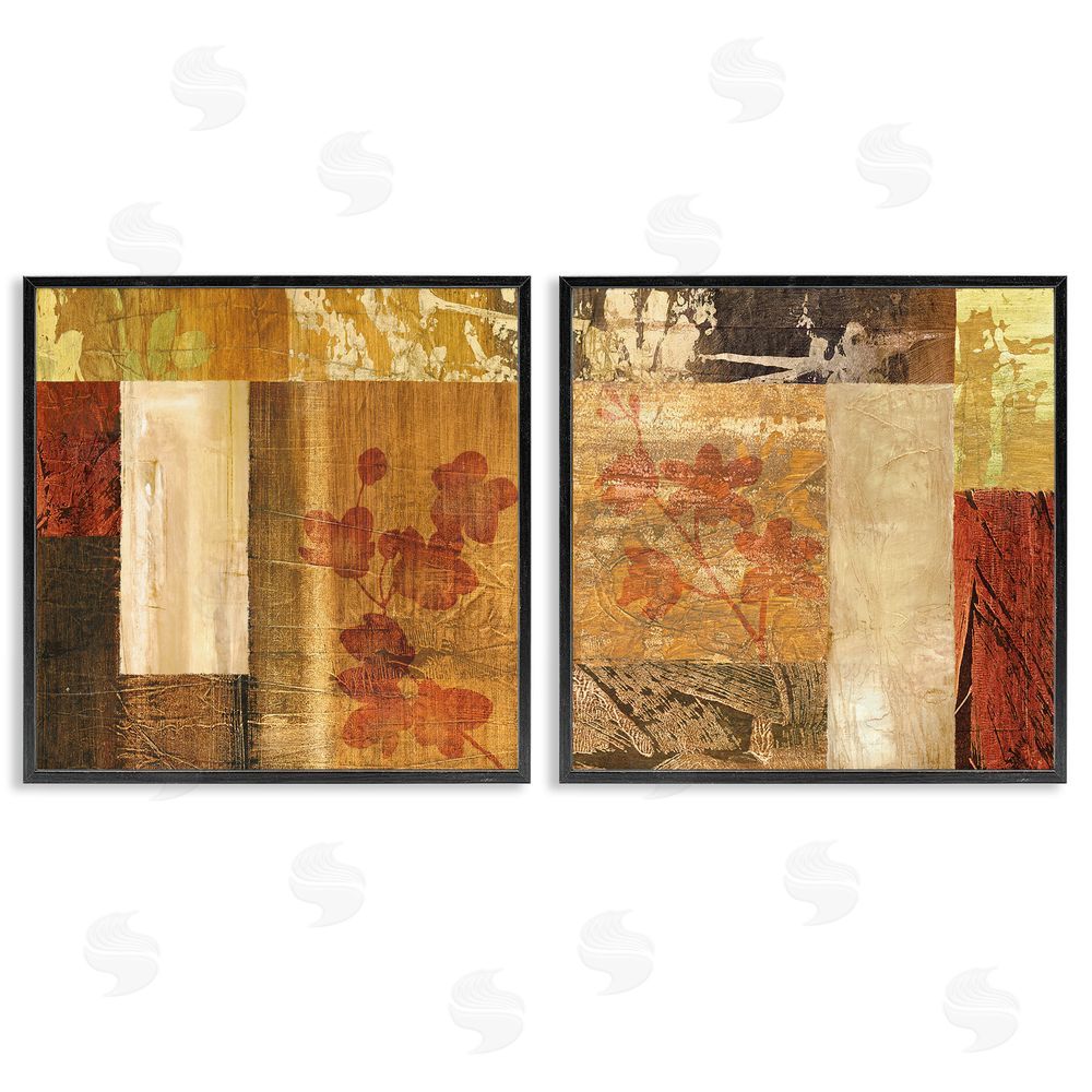 Martine Reynaud Abstract Tapestry Style Patterns Collage Black Framed Giclee Wall Art Print